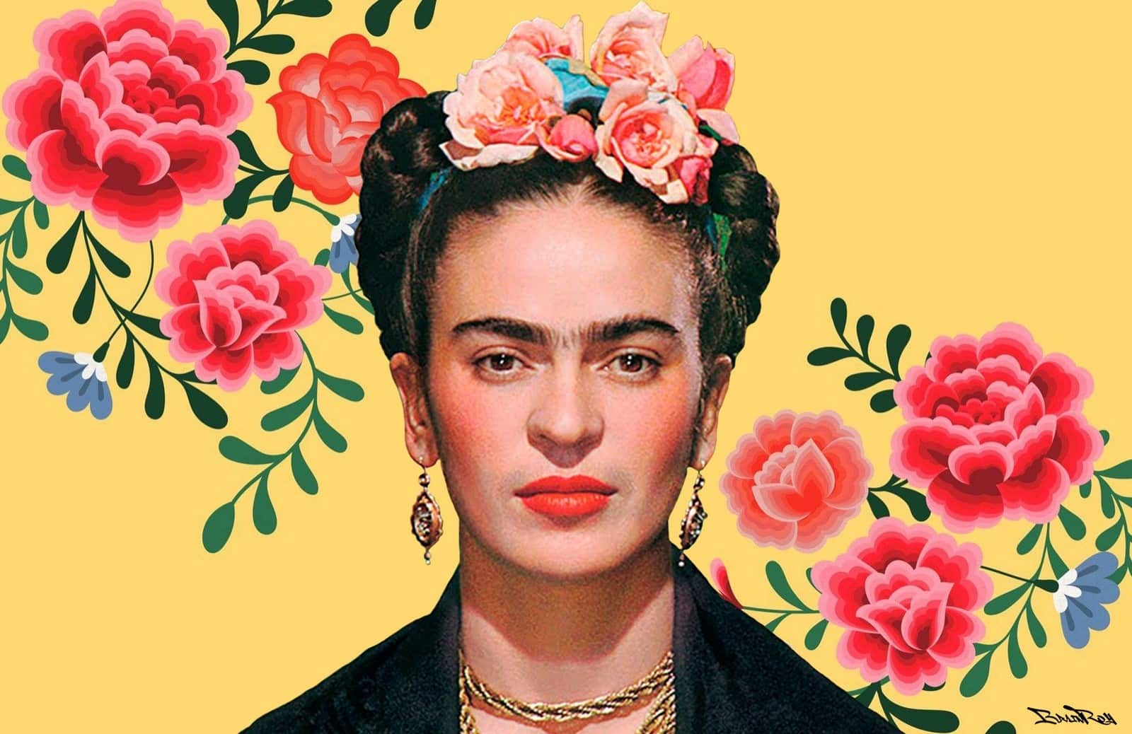 Illustration de Frida Kahlo, célèbre artiste peintre mexicaine.