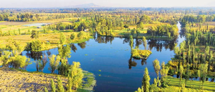 Xochimilco Mexico Mexique chinampa vue du ciel